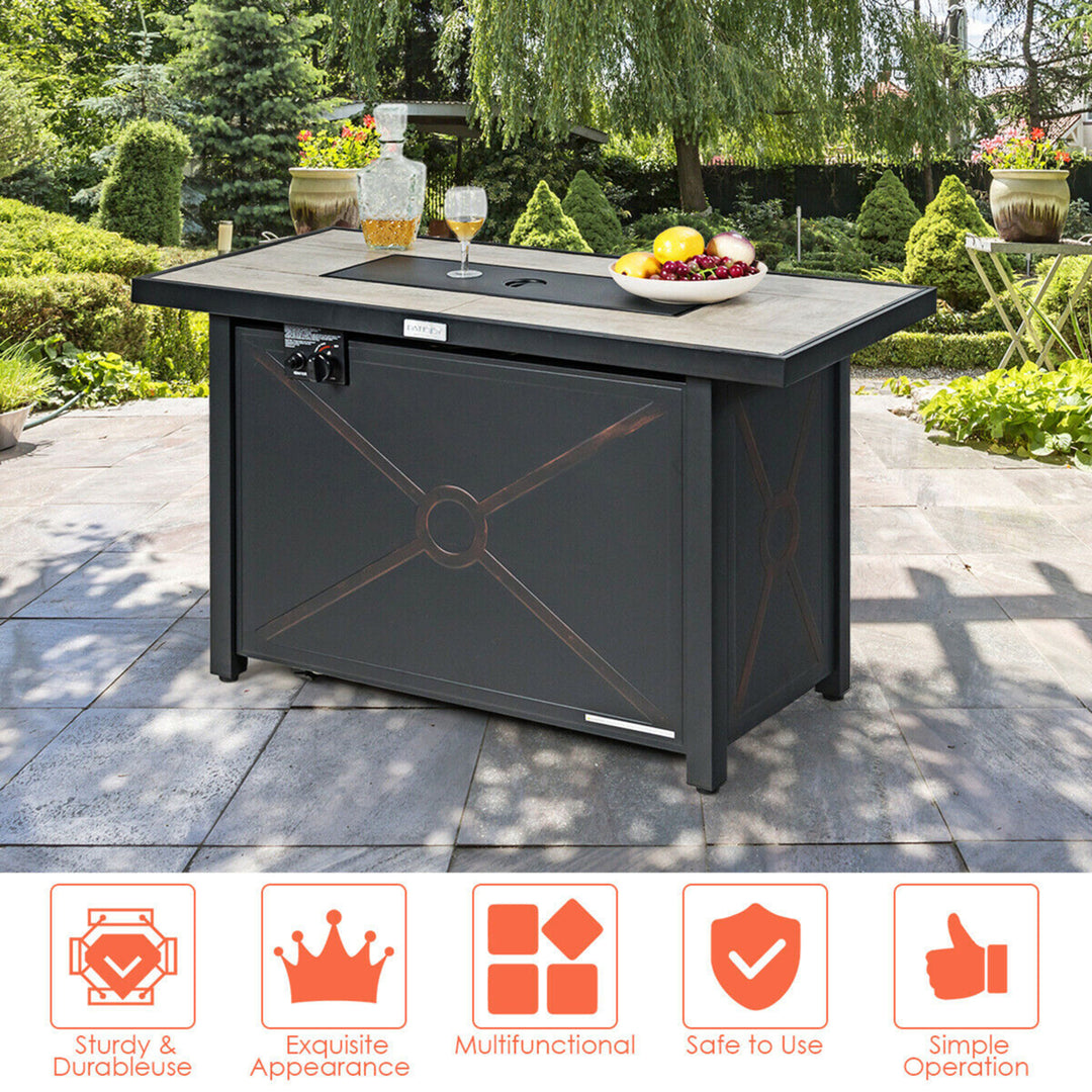 Gymax 42 Rectangular Propane Gas Fire Pit 60,000 Btu Heater Outdoor Table W/ Cover Image 6