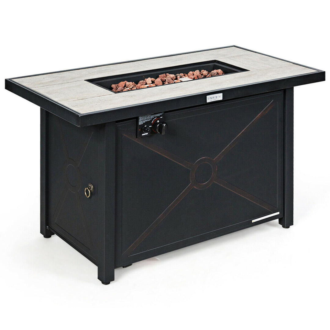 Gymax 42 Rectangular Propane Gas Fire Pit 60,000 Btu Heater Outdoor Table W/ Cover Image 10