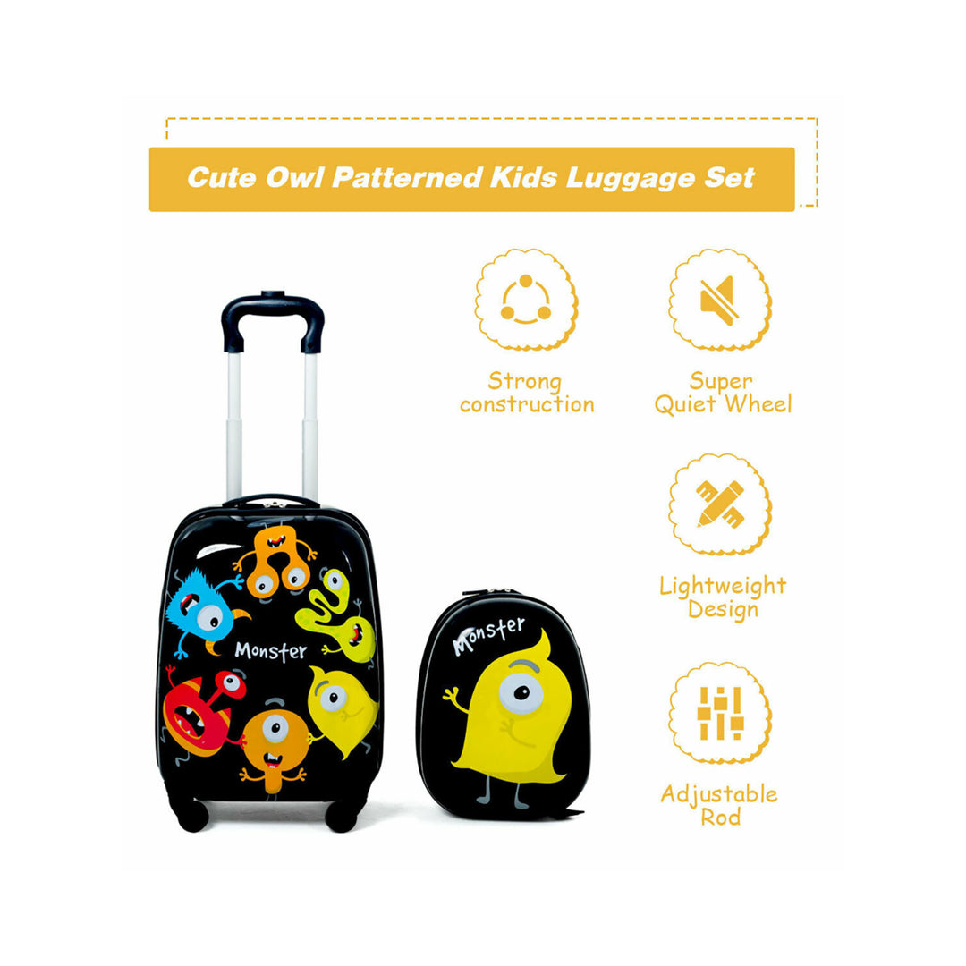 2PC Kids Luggage Set Backpack and Rolling Suitcase for School Travel ABS Image 7