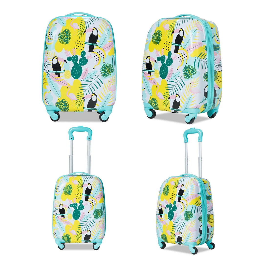 2PC Kids Luggage Set Backpack and Rolling Suitcase Travel ABS Flamingos Image 9