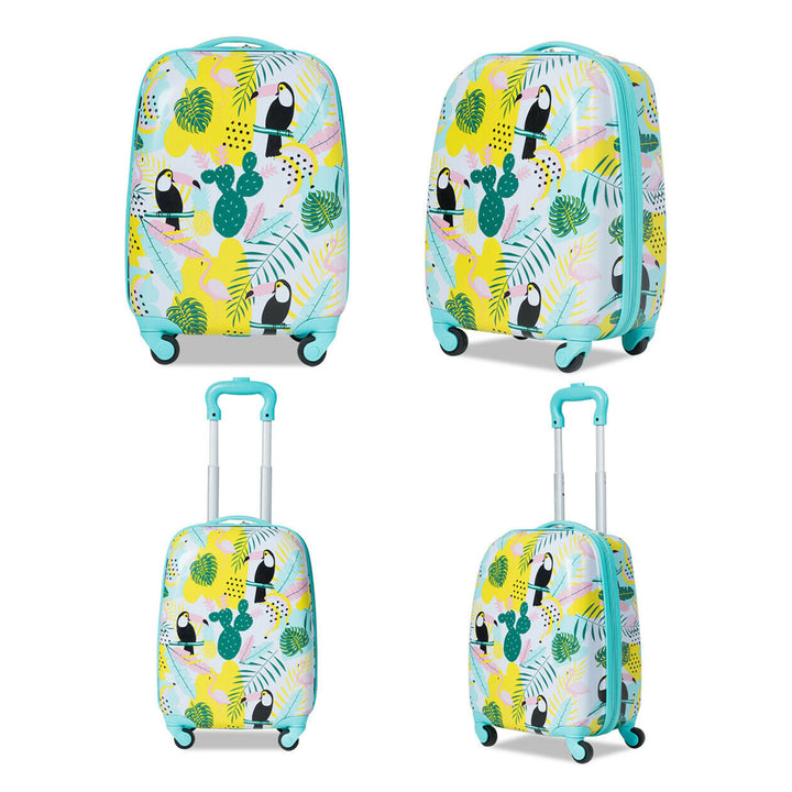 2PC Kids Luggage Set Backpack and Rolling Suitcase Travel ABS Flamingos Image 9