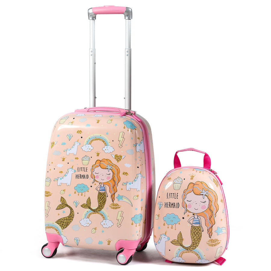 2 PCS Kids Carry-on Luggage Set 12 Backpack and 18 Rolling Suitcase Image 1