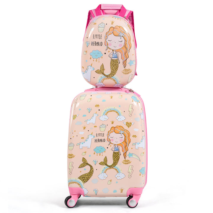 2 PCS Kids Carry-on Luggage Set 12 Backpack and 18 Rolling Suitcase Image 4