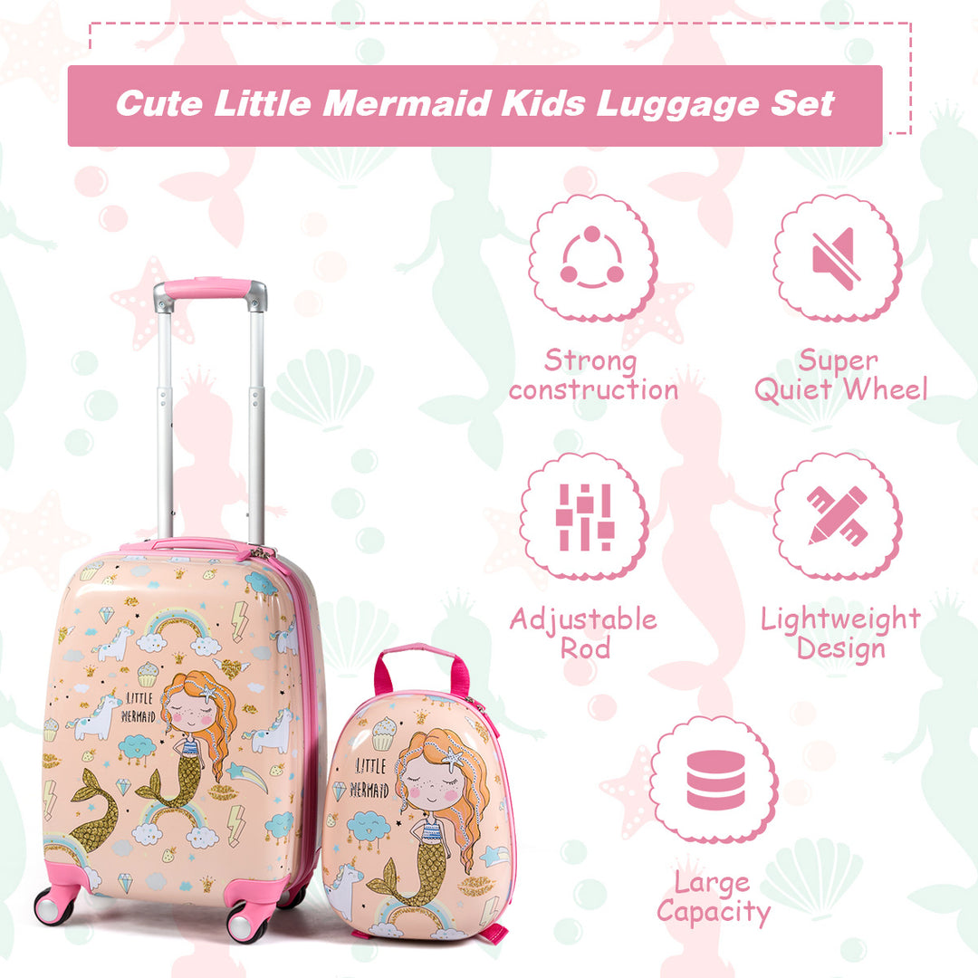 2 PCS Kids Carry-on Luggage Set 12 Backpack and 18 Rolling Suitcase Image 5