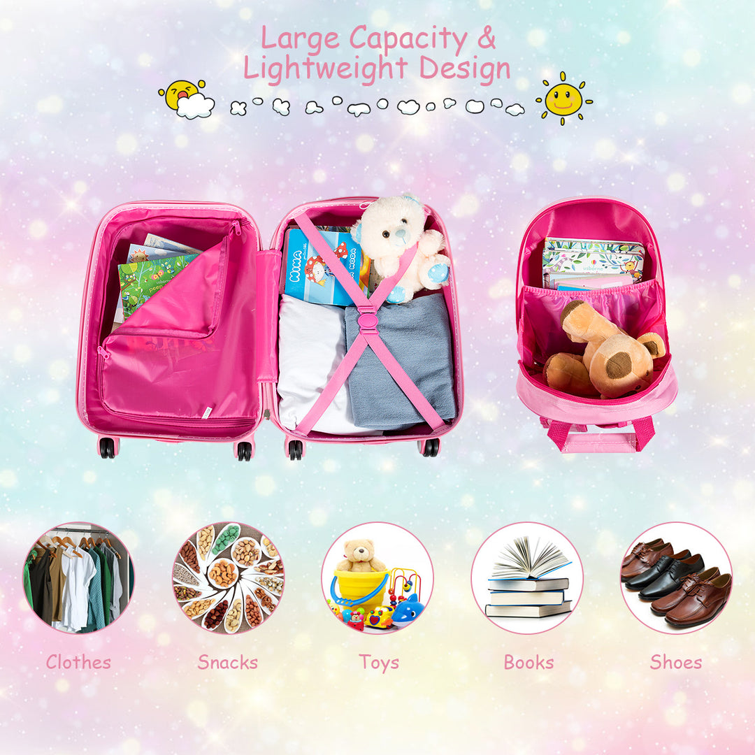 2 PCS Kids Carry-on Luggage Set 12 Backpack and 18 Rolling Suitcase Image 6