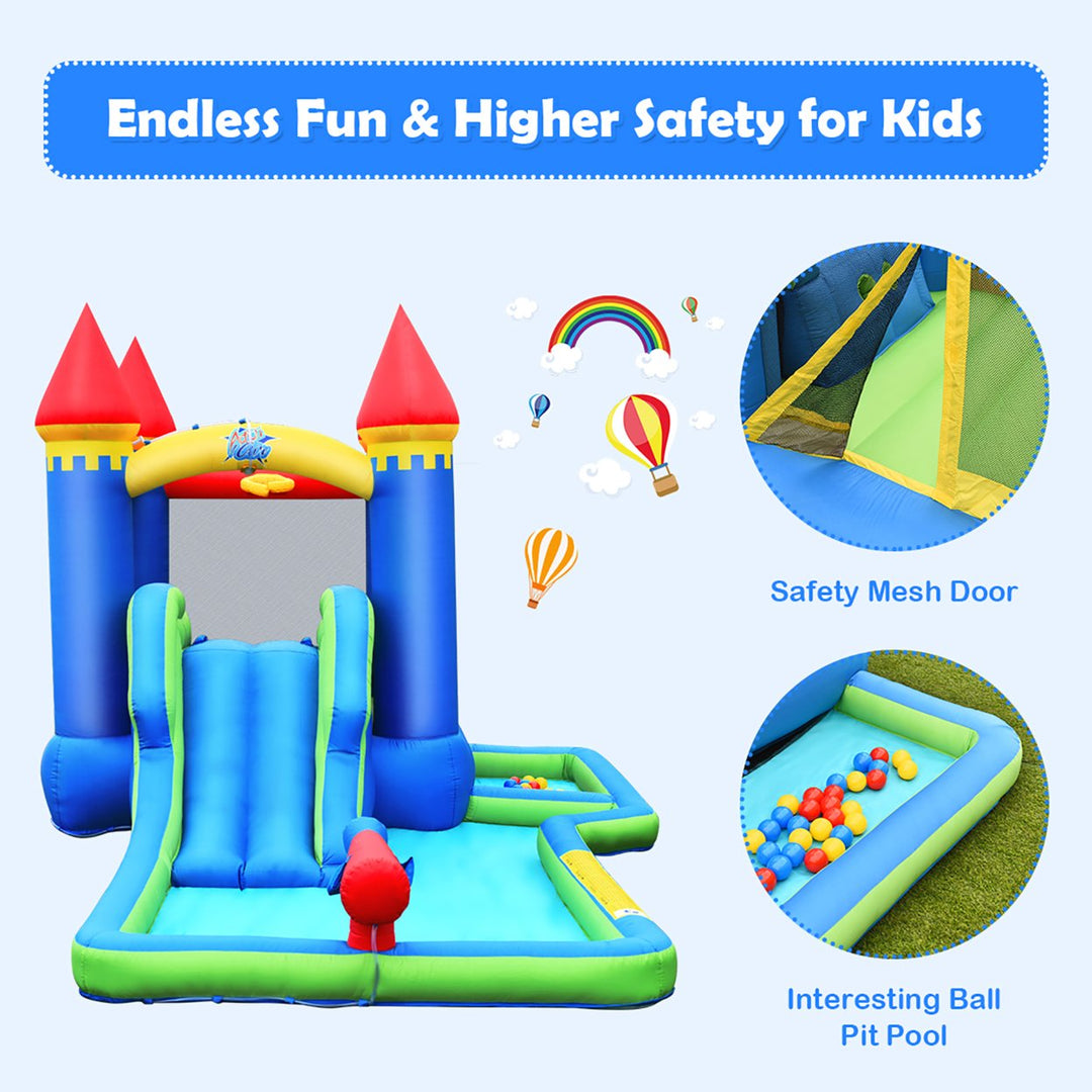 Inflatable Castle Bouncer Bounce House Slide Water Park BallPit with 580W Blower Image 8