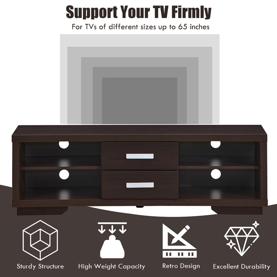 TV Stand Entertainment Center Hold up to 65 TV with Storage Shelves and Drawers Image 6