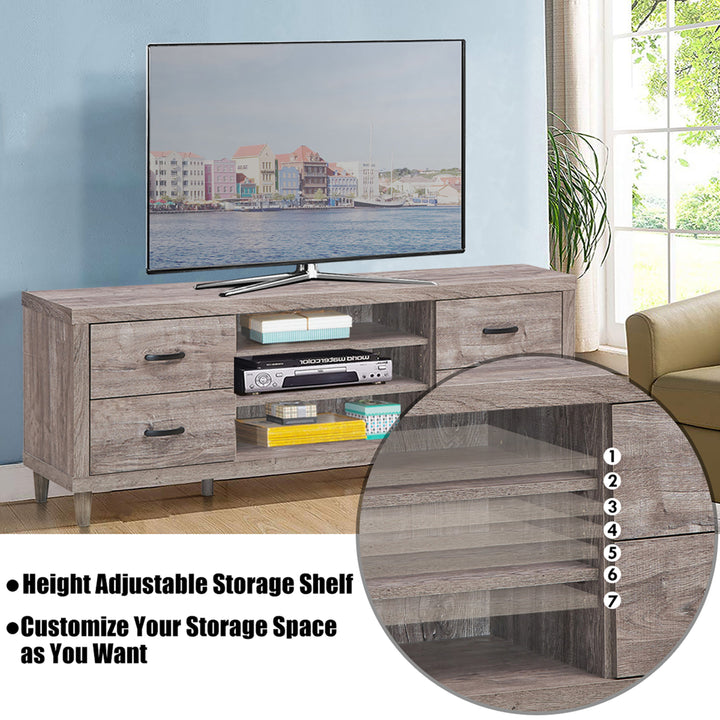 TV Stand Entertainment Center Hold up to 65 TV with Storage Shelves and 4 Drawers Image 7