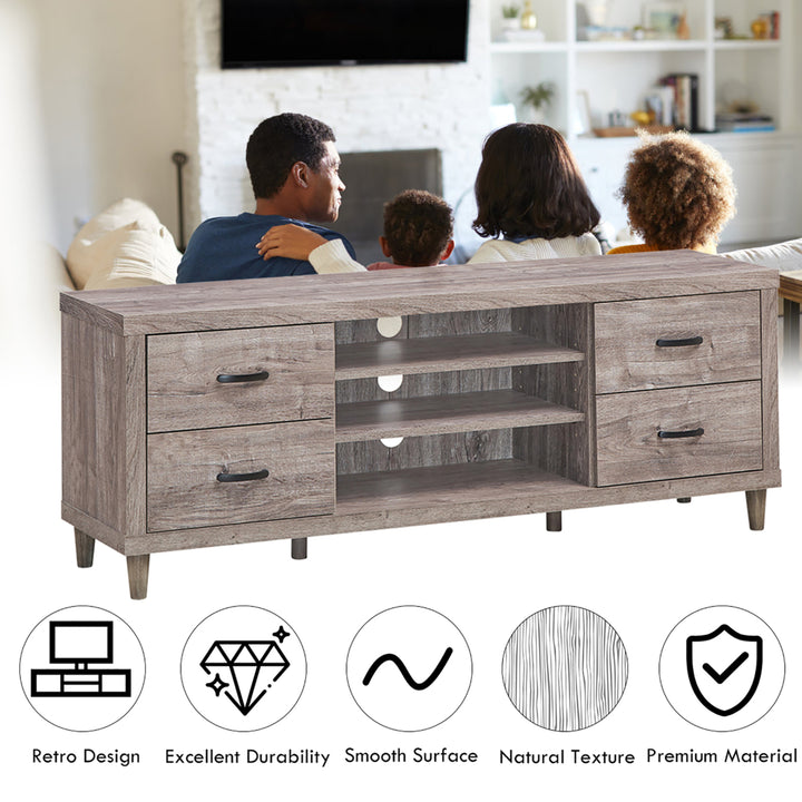 TV Stand Entertainment Center Hold up to 65 TV with Storage Shelves and 4 Drawers Image 8