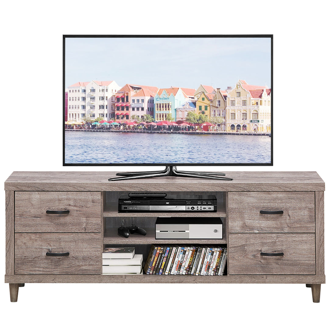 TV Stand Entertainment Center Hold up to 65 TV with Storage Shelves and 4 Drawers Image 9