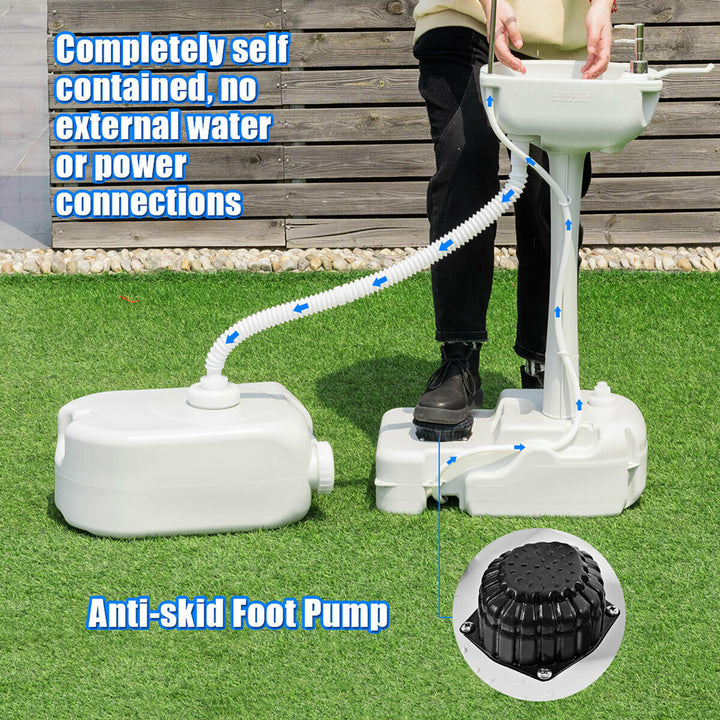 Portable Wash Sink Camping Hand Wash Station Basin Stand w/ 4.5 Gallon Tank Image 7