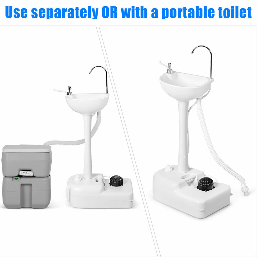 Portable Wash Sink Camping Hand Wash Station Basin Stand w/ 4.5 Gallon Tank Image 9