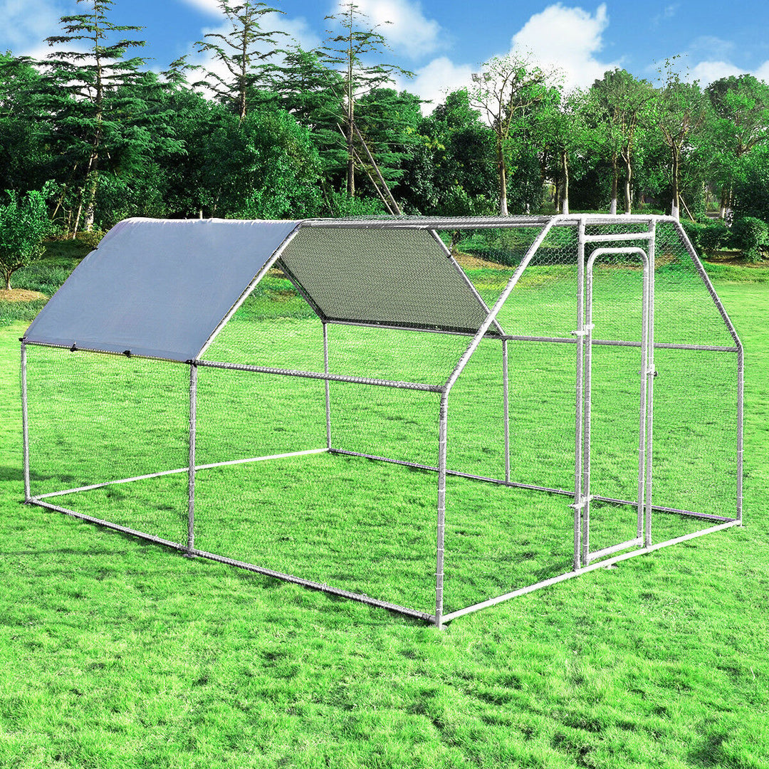 Costway Large Walk In Chicken Coop Run House Shade Cage 9.5 x12.5 with Roof Cover Image 2