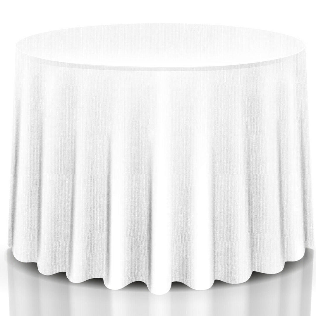 10 pcs 120 Round Tablecloth Polyester For Home Wedding Restaurant Party White Image 6