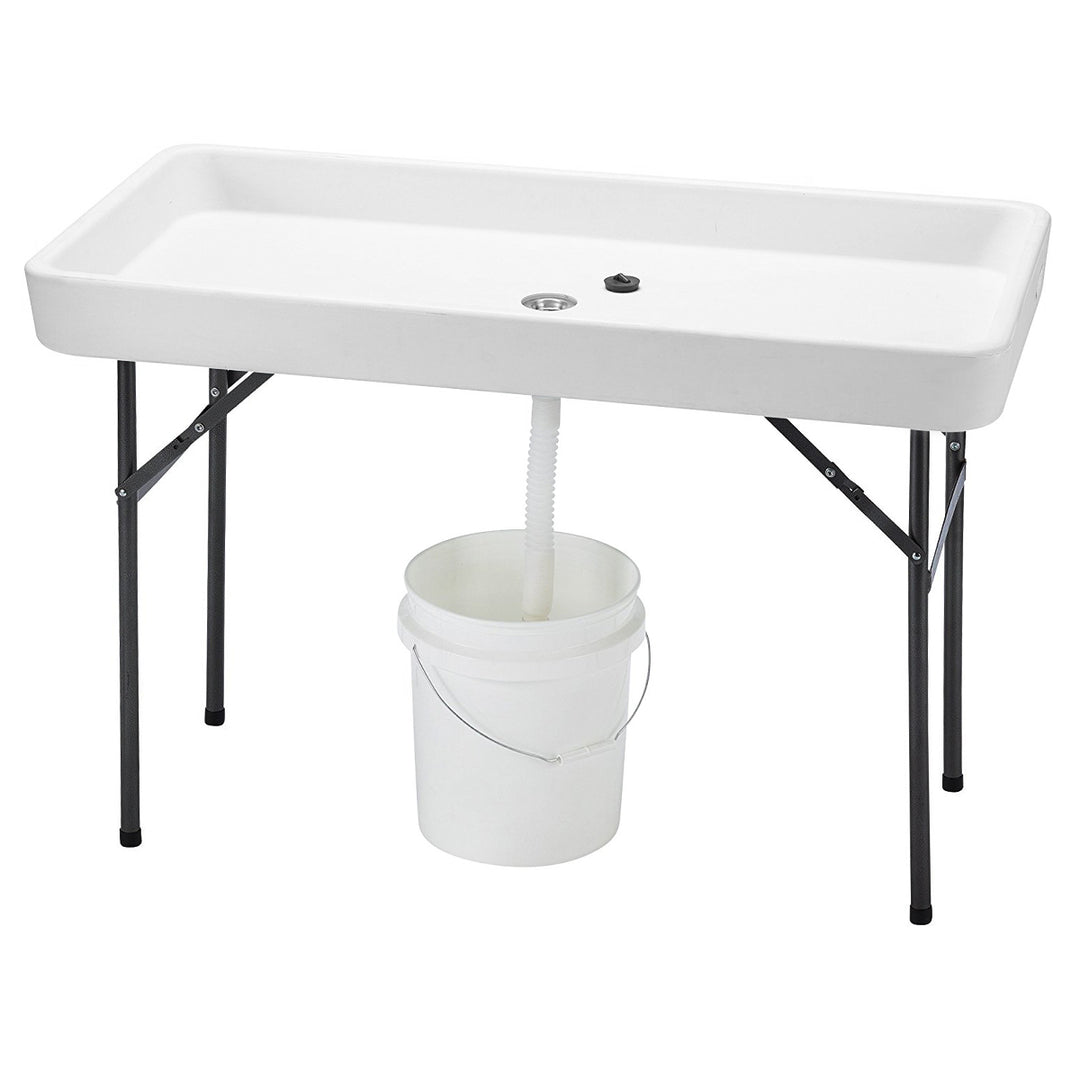 4 Foot Party Ice Folding Table Plastic with Matching Skirt White Image 9