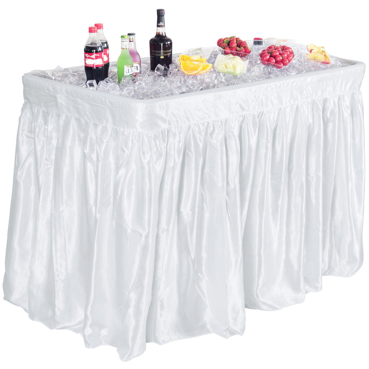 4 Foot Party Ice Folding Table Plastic with Matching Skirt White Image 10