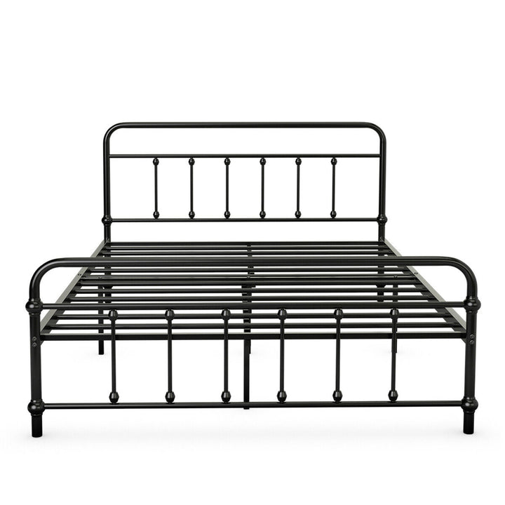 Full Size Metal Steel Bed Frame W/ Stable Metal Slats Headboard Footboard Black Image 10