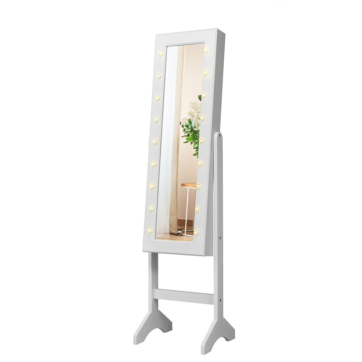 Mirrored Jewelry Cabinet Organizer w/18 LED lights White Image 8