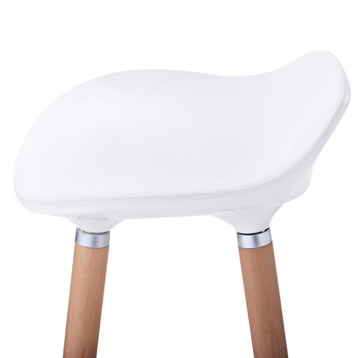 Set of 2 ABS Bar Stool Breakfast Barstool W/ Wooden Legs Kitchen Furniture White Backless Image 10