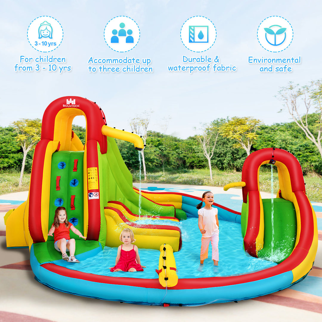 Kids Inflatable Water Slide Park with Climbing Wall Water Cannon and Splash Pool Image 6