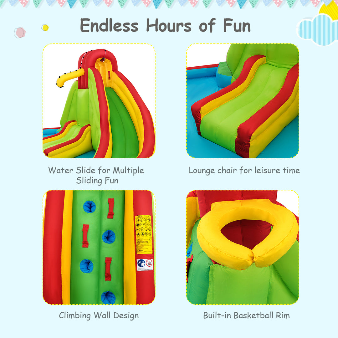 Kids Inflatable Water Slide Park with Climbing Wall Water Cannon and Splash Pool Image 7