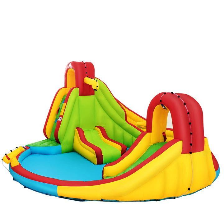 Kids Inflatable Water Slide Park with Climbing Wall Water Cannon and Splash Pool Image 9