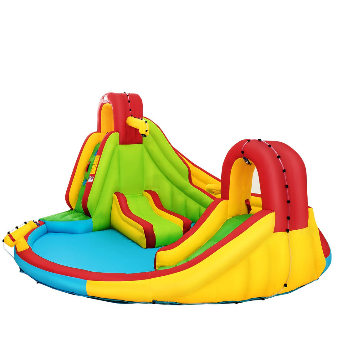 Inflatable Kids Water Slide Park with Climbing Wall Water Cannon and Splash Pool Image 9