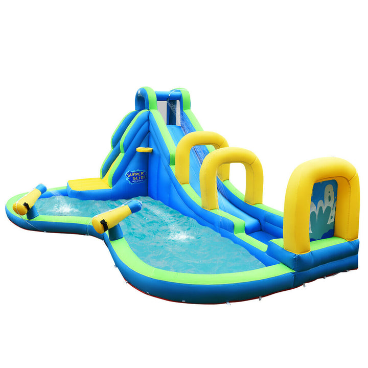 Inflatable Water Slide Kids Bounce House Castle Splash Pool Without Blower Image 9