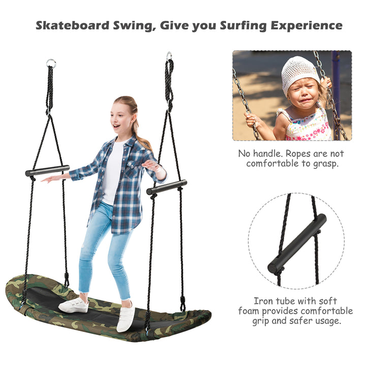 Saucer Tree Swing Surf Kids Outdoor Adjustable Swing Set w/ Handle Image 6