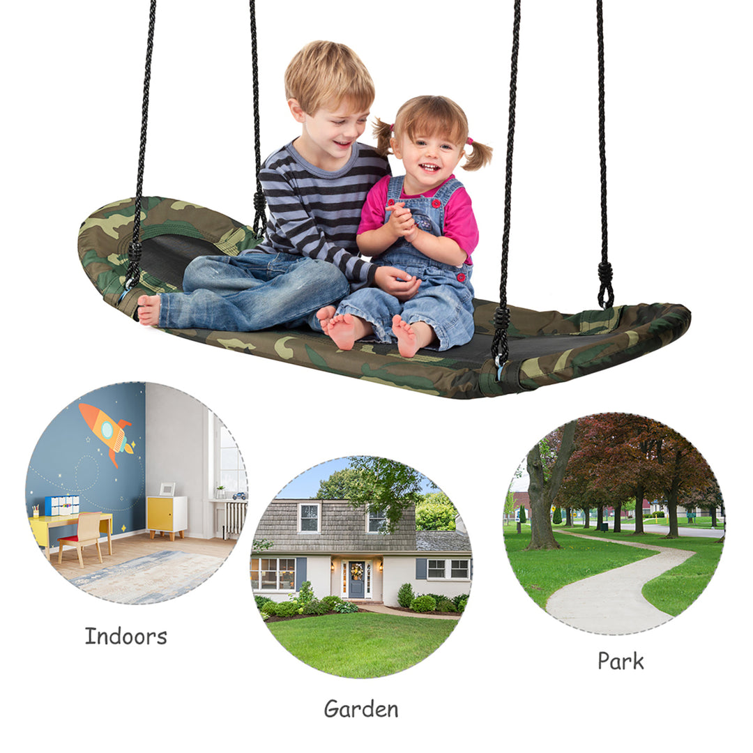 Saucer Tree Swing Surf Kids Outdoor Adjustable Swing Set w/ Handle Image 7