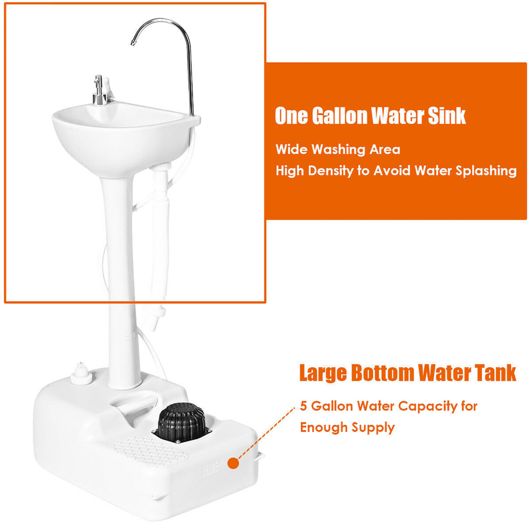 5 Gallon Portable Wash Sink Hand Wash Basin Stand Image 8