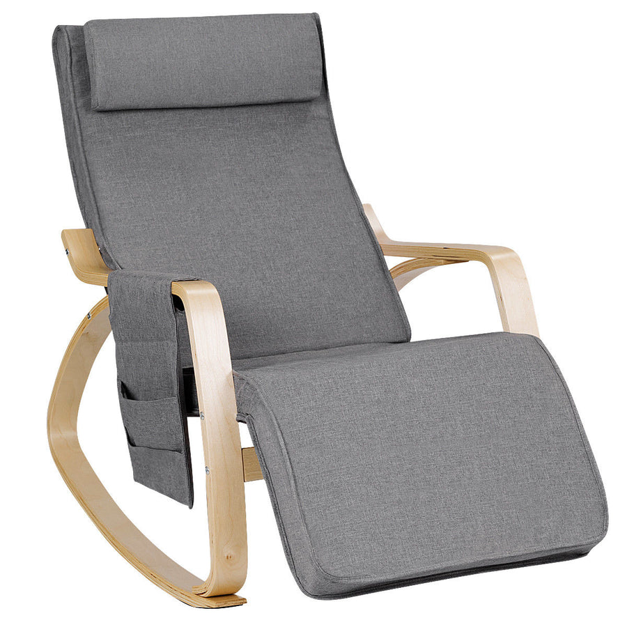 Rocking Chair Realx Lounge Chair Rocker Adjustable Footrest w/ Pillow and Pocket Image 1