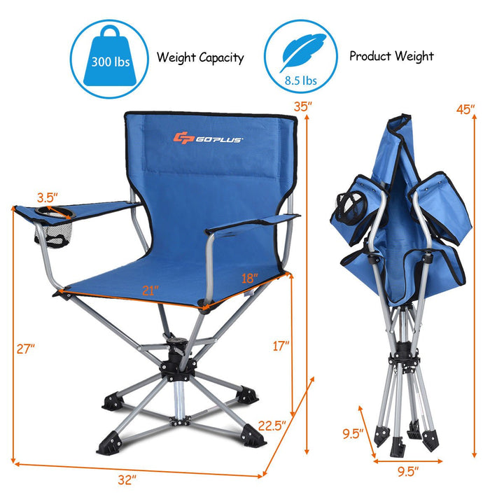 Collapsible Portable Swivel Camping Chair 360degreesFree Rotation for Picnic Fishing Image 10