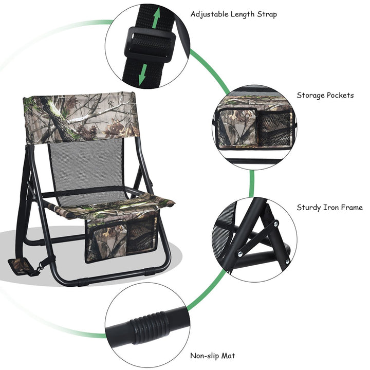 Folding Hunting Chair Portable Outdoor Camping Woodland Camouflage Hunting Seat Image 6