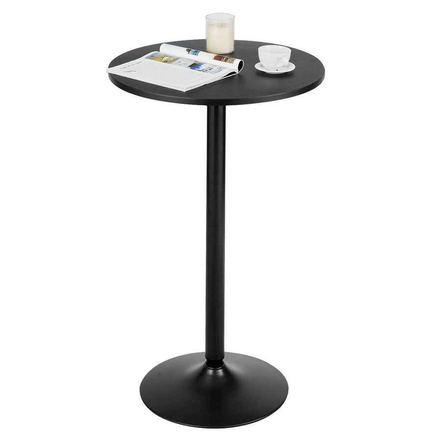 24" Round Pub Table Bistro Bar Height Cocktail Table W/Metal Base Indoor Black Image 1