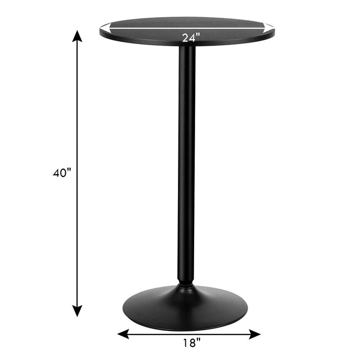 24" Round Pub Table Bistro Bar Height Cocktail Table W/Metal Base Indoor Black Image 2