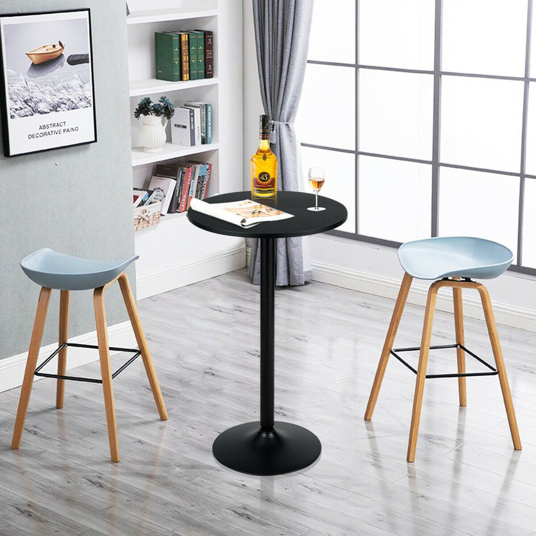 24" Round Pub Table Bistro Bar Height Cocktail Table W/Metal Base Indoor Black Image 4