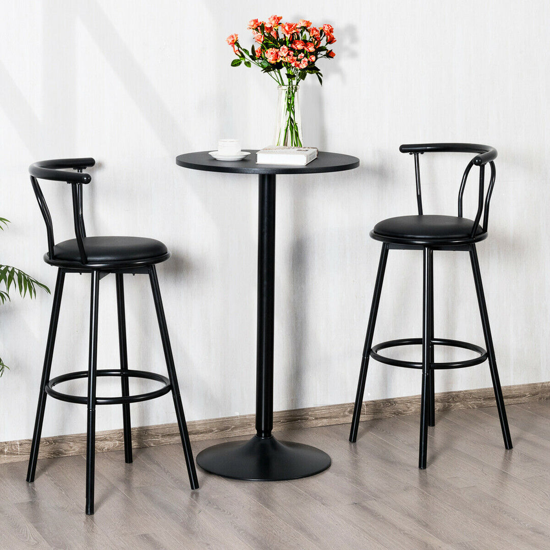 24" Round Pub Table Bistro Bar Height Cocktail Table W/Metal Base Indoor Black Image 5