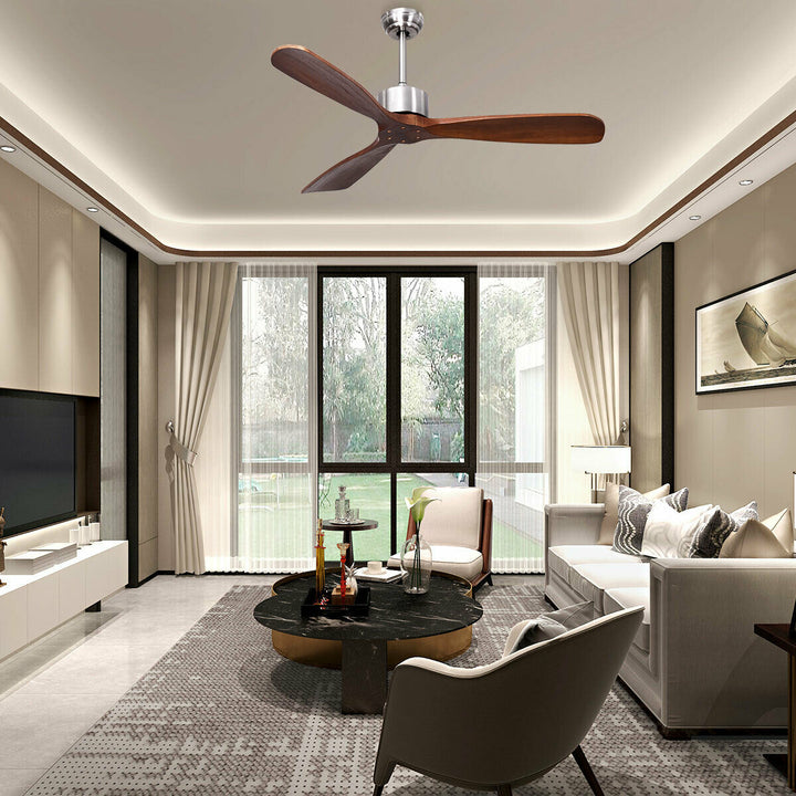 52" Modern Ceiling Fan Indoor and Outdoor Brushed Nickel Finish w/Remote Control Image 7