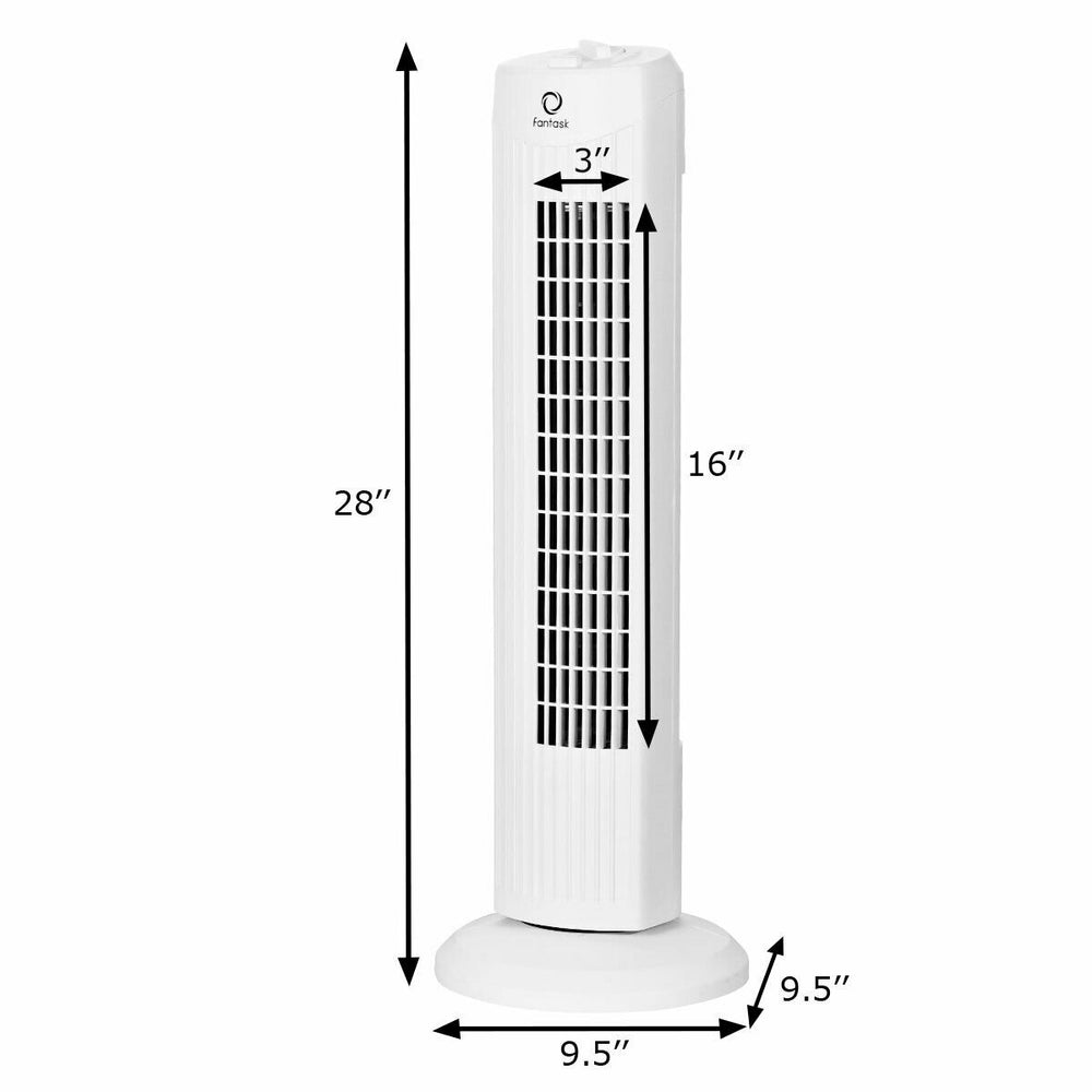 28 Portable Oscillating Tower Fan w/ 3 Speed Low Noise Home Office White Image 2