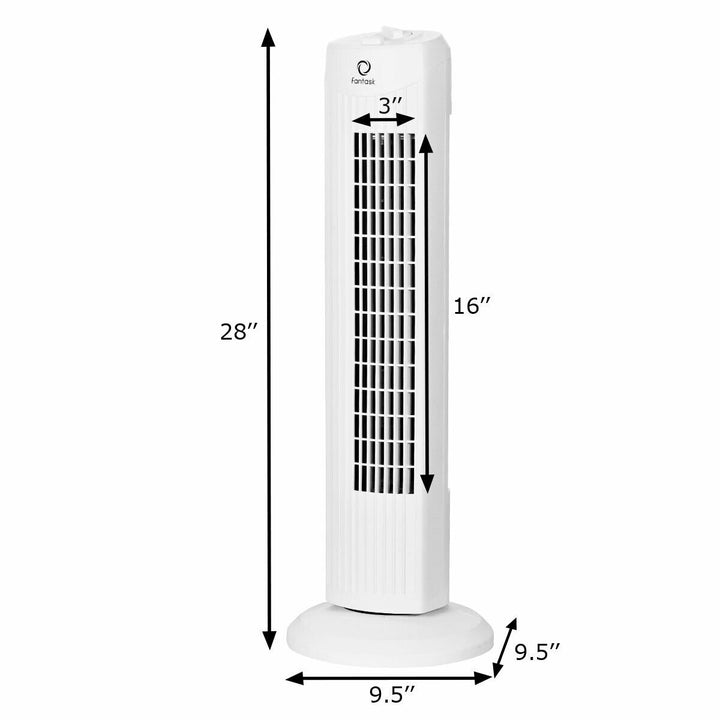 28 Portable Oscillating Tower Fan w/ 3 Speed Low Noise Home Office White Image 2