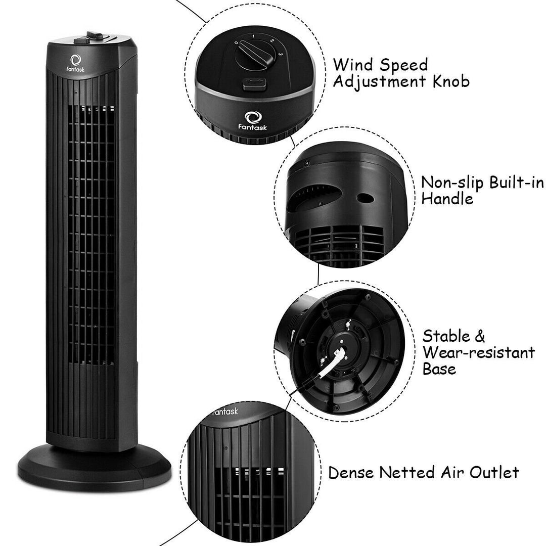 28 Portable Oscillating Tower Fan w/ 3 Speed Low Noise Home Office Black Image 6