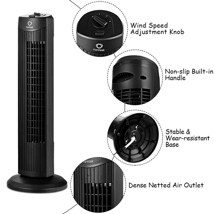 28 Portable Oscillating Tower Fan w/ 3 Speed Low Noise Home Office Black Image 6