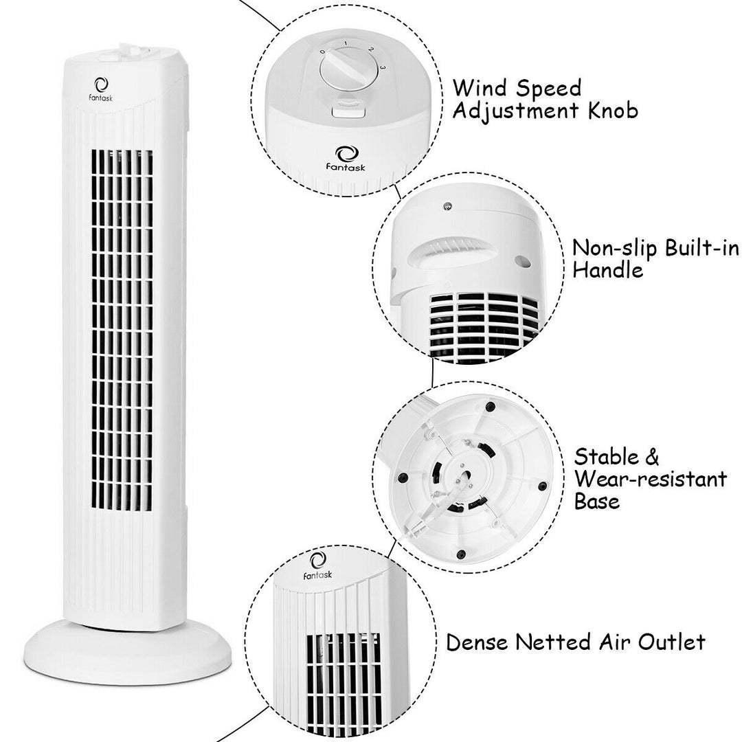 28 Portable Oscillating Tower Fan w/ 3 Speed Low Noise Home Office White Image 6