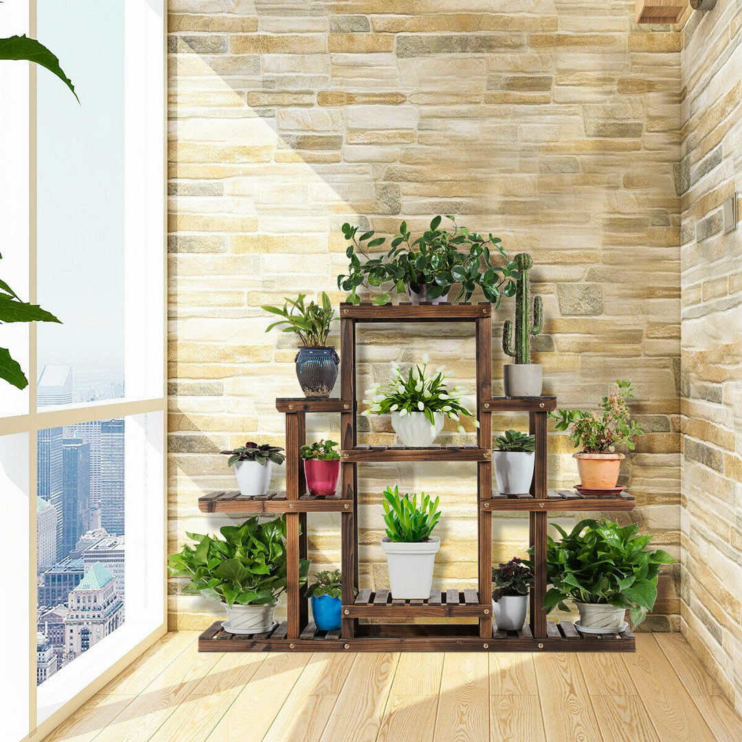 6-Tier Flower Wood Stand Plant Display Rack Multifunctional Storage Shelf Image 3