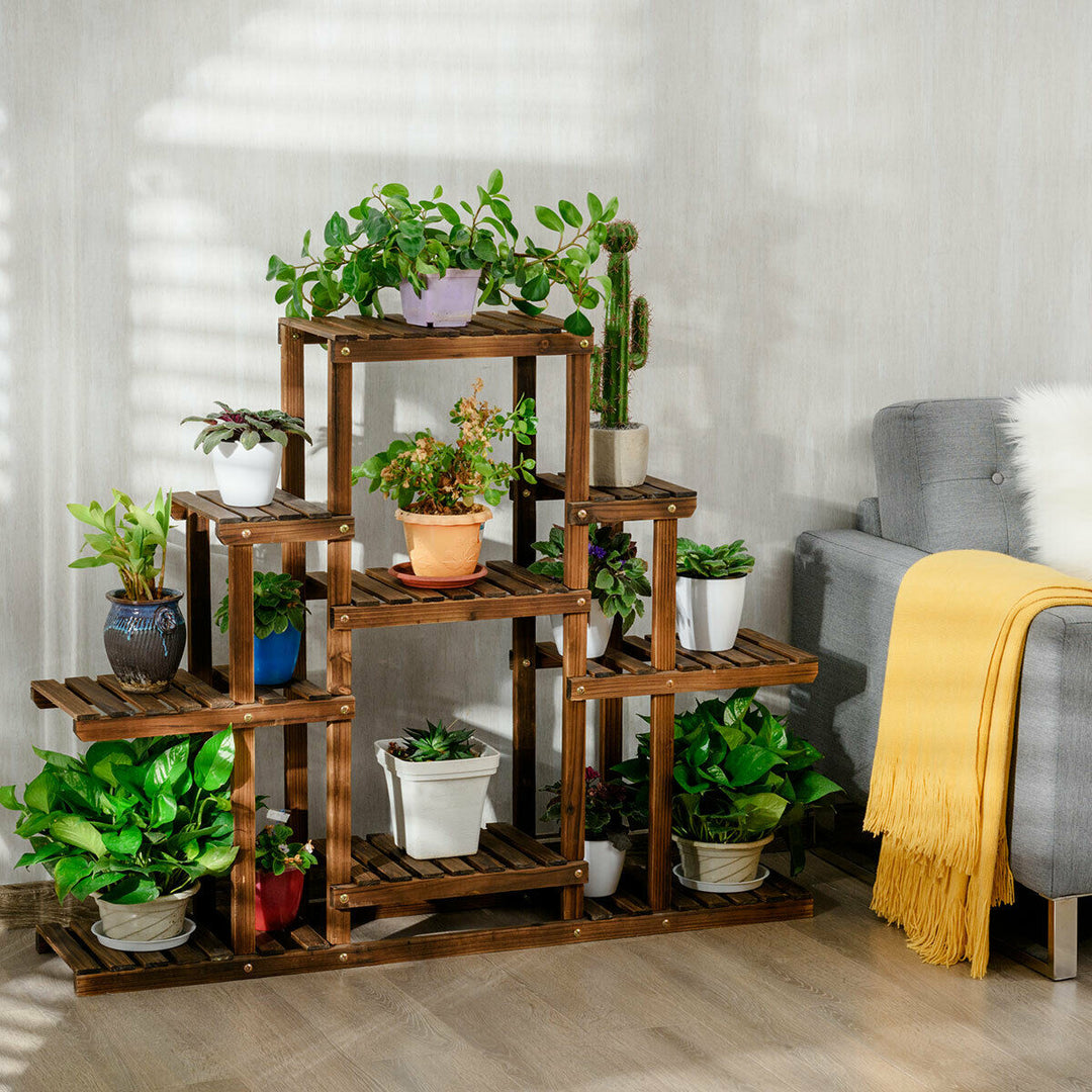 6-Tier Flower Wood Stand Plant Display Rack Multifunctional Storage Shelf Image 5