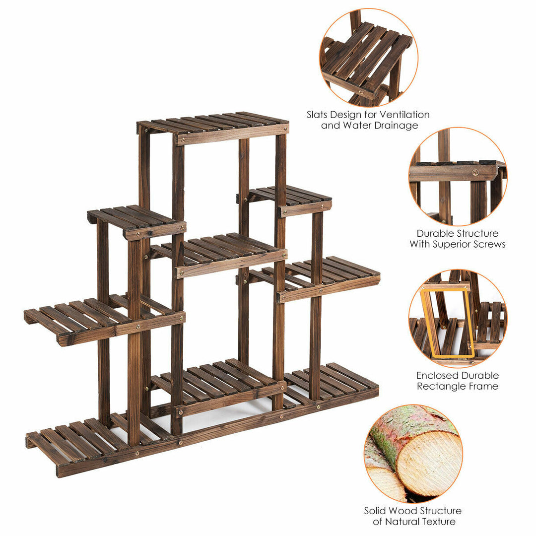 6-Tier Flower Wood Stand Plant Display Rack Multifunctional Storage Shelf Image 7