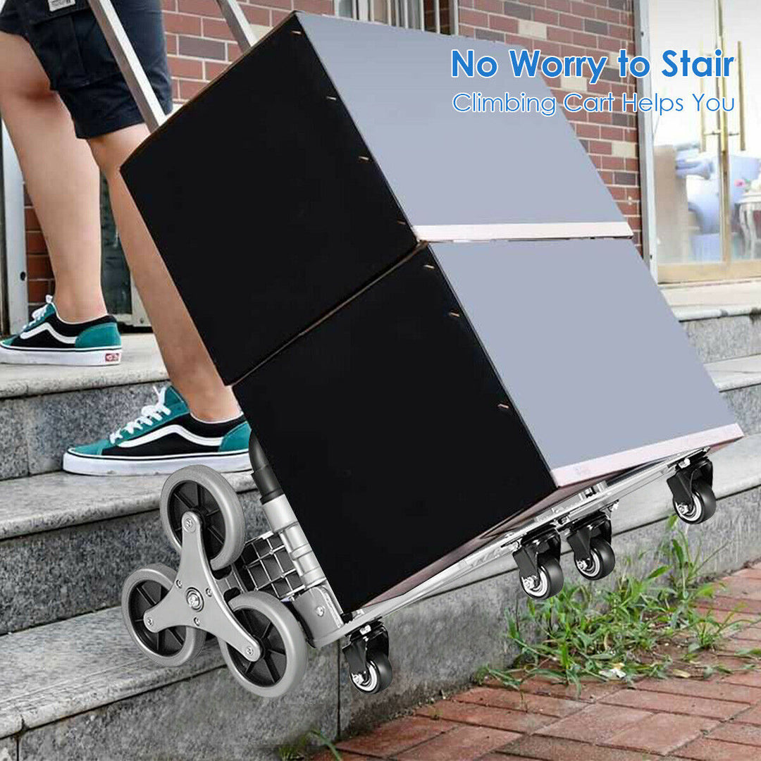 Folding Stair Climbing Cart Portable Hand Truck Utility Dolly w/ Bungee Cord Image 3