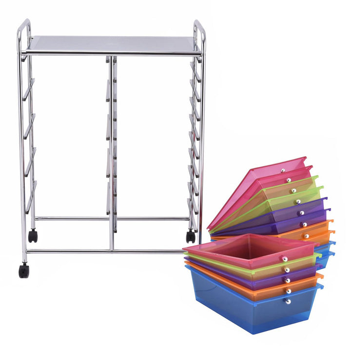 Rolling Storage Cart 15 Drawers Organize Shelf Office School Image 5