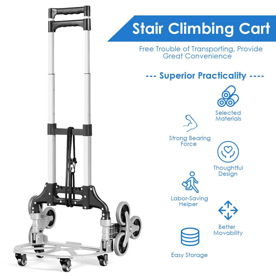 Folding Stair Climbing Cart Portable Hand Truck Utility Dolly w/ Bungee Cord Image 8